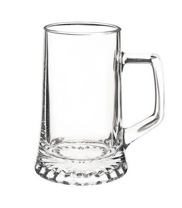 Tradineur - Set de 6 jarras de cerveza de vidrio 51 cl, modelo Stern, vasos base gruesa y asa 14,9 x 9,8 cm, vidrio pesado y resistente, celebración, fiesta, regalo