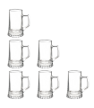 Tradineur - Set de 6 jarras de cerveza de vidrio 51 cl, modelo Stern, vasos base gruesa y asa 14,9 x 9,8 cm, vidrio pesado y resistente, celebración, fiesta, regalo