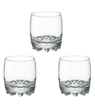 Tradineur - Set de 3 vasos de cristal "Galassia", base gruesa, resistentes, vino, licores, bebidas, aptos para lavavajillas, 8 x 6,5 cm, 20 cl