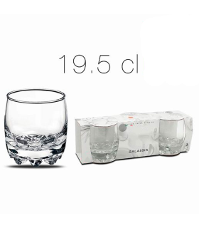 Tradineur - Set de 3 vasos de cristal "Galassia", base gruesa, resistentes, vino, licores, bebidas, aptos para lavavajillas, 8 x 6,5 cm, 20 cl