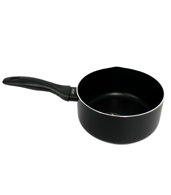 Tradineur - Cazo de aluminio negro para todos los fogones de 18 cm de diámetro y 8 cm de alto. Olla pequeña para realizar labores de cocina y repostería. Pequeño recipiente para cocinar