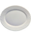 Tradineur - Fuente de color blanco con forma ovalada, de 36 x 5 x 26 cm. Recipiente para servir comidas de aspecto clasico de vidrio. Plato ovalado para comidas o cenas.