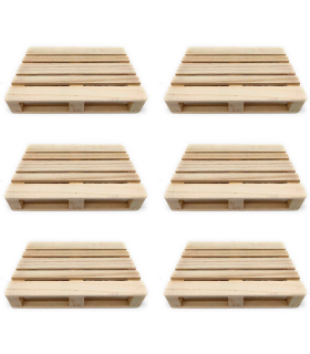 Tradineur - Pack de 6 bandejas de madera estilo palet multiusos 17,6 x 11,3 x 3 cm. Posavasos, tabla, plato ideal para servir tapas, pinchos, caterings