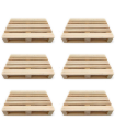 Tradineur - Pack de 6 bandejas de madera estilo palet multiusos 17,6 x 11,3 x 3 cm. Posavasos, tabla, plato ideal para servir tapas, pinchos, caterings