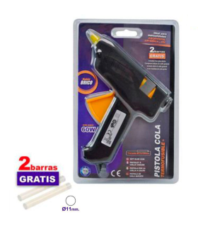 Tradineur - Pistola de silicona caliente 60W, modelo Brico, pistola de pegamento, encolar, incluye 2 barras de silicona y cable, bricolaje, manualidades, artesanía, reparaciones