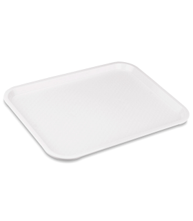 Tradineur - Bandeja reutilizable rectangular, polipropileno, hostelería, bares, restaurantes, hogar, fabricada en España (Blanco, 41,2 x 30,7 x 1,8 cm)