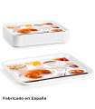 Tradineur - Bandeja reutilizable rectangular, polipropileno, hostelería, bares, restaurantes, hogar, fabricada en España (Blanco, 41,2 x 30,7 x 1,8 cm)