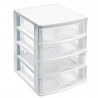 Tradineur - Cajonera de sobremesa - Fabricado en España - 4 Cajones Transparentes - Torre de almacenaje, armario, baño, oficina