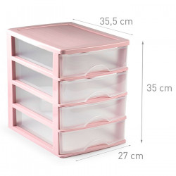 Tradineur - Cajonera de sobremesa - Fabricado en España - 4 Cajones Transparentes - Torre de almacenaje, armario, baño, oficina