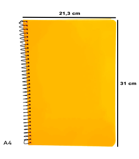 Tradineur - Cuaderno A4 con hojas en blanco, lisas, encuadernación de espiral y tapa dura, libreta tamaño folio, bloc de notas con anilla, 80 hojas, 31 x 21,3 cm, color aleatorio