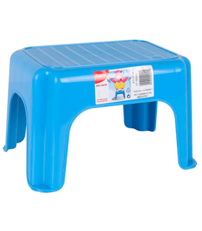 Taburete infantil de plástico azul 19 x 26 x 18 cm, banqueta multiusos, asiento para niños, resistente y muy ligero, idel para interior o exterior, salón, dormitorio, patio, jardín