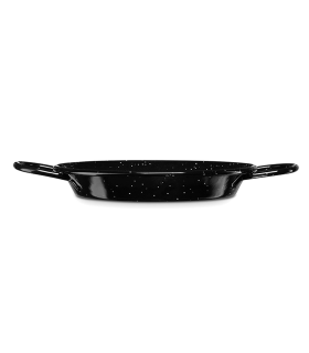 Tradineur - Paellera valenciana de acero esmaltado 24 cm, 2 raciones, color negro, cocinar arroces, apta para gas, vitrocerámica, cocina eléctrica y lavavajillas