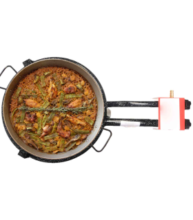 Tradineur - Quemador paellero gas butano, diámetro 34,5 cm, aro paellero esmaltado con patas, hornillo paellas, homologado, exterior, jardín, camping, acampada