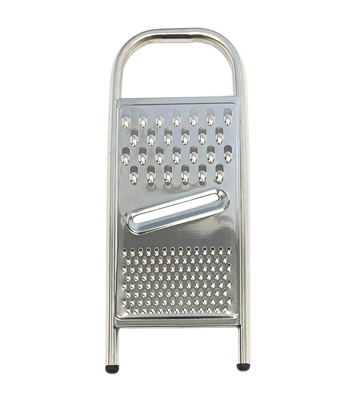 Tradineur - Rallador de acero inoxidable, con varios tipos de corte, de 27 x 11 x 1 cm. Utensilio de cocina o repostería para rallar alimentos. Herramienta de inox para realizar labores de hostelería.