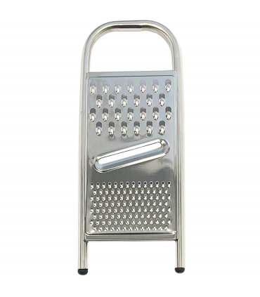 Tradineur - Rallador de acero inoxidable, con varios tipos de corte, de 27 x 11 x 1 cm. Utensilio de cocina o repostería para rallar alimentos. Herramienta de inox para realizar labores de hostelería.