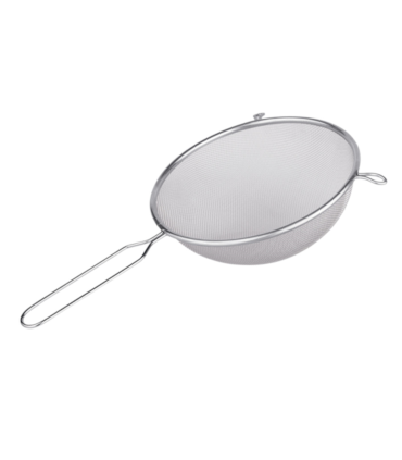 Tradineur - Colador de acero inoxidable de malla con doble soporte , de 20 cm de diámetro y 8 cm de alto. Escurridor para realizar labores de cocina. Malla de inox para escurrir alimentos.