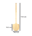 Tradineur -  Pala de madera para pan y pizzas, superficie de 34,4 x 33,5, mango largo, ideal para hornos de leña profundos, panaderías, 153 cm