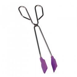 Tradineur - Tenacilla de acero inoxidable con punta de silicona 35 cm, pinzas, tenaza para carne, pescado, ensalada, barbacoa, p