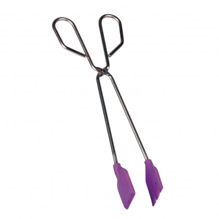 Tradineur - Tenacilla de acero inoxidable con punta de silicona 35 cm, pinzas, tenaza para carne, pescado, ensalada, barbacoa, p