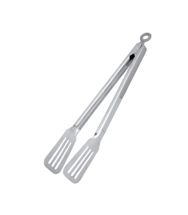 Pinza de inox con pequeña doblez en la punta para mayor agarre, de 34 cm. Tenaza de acero inoxidable. Tenacilla para especial para parrilla o barbacoa.