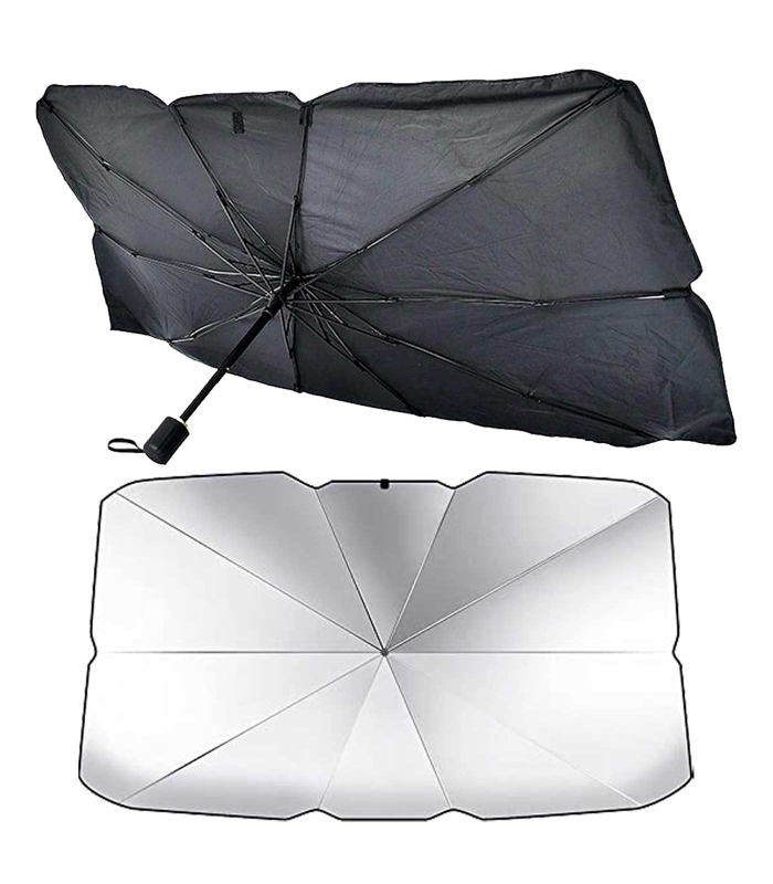 Tradineur - Parasol para coches con mango - Fabricado en Tela/Hierro - Tamaño universal, apto para todos los coches - 79 x 140 cm