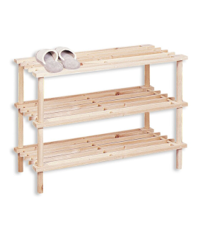 Zapatero de madera 3 niveles, estantería multiusos, fabricado en madera natural sin tratar 3 alturas, soporte para zapatos, recibidor, pasillo, dormitorio - 74,5 x 25,8 x 48,5 cm - Color Natural