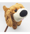 Tradineur - Perro de peluche, anda/baila y canta, incluye correa rígida de 75 cm, peluche musical para pasear, juguete infantil con sonido, funciona con pilas, niños, 24 x 9 x 25 cm