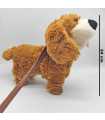 Tradineur - Perro de peluche, anda/baila y canta, incluye correa rígida de 75 cm, peluche musical para pasear, juguete infantil con sonido, funciona con pilas, niños, 24 x 9 x 25 cm