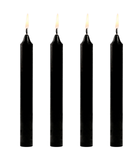 Tradineur - Pack de 4 velas alargadas, cirios de mesa cilíndricos, parafina y mecha de algodón, sin perfume, rituales y ceremonias (Negro, 17 cm)