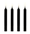 Tradineur - Pack de 4 velas alargadas, cirios de mesa cilíndricos, parafina y mecha de algodón, sin perfume, rituales y ceremonias (Negro, 17 cm)