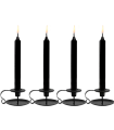 Tradineur - Pack de 4 velas alargadas, cirios de mesa cilíndricos, parafina y mecha de algodón, sin perfume, rituales y ceremonias (Negro, 17 cm)