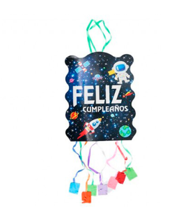 Tradineur - Piñata del universo para cumpleaños, cartón, para rellenar con golosinas, chuches, niños, decoración infantil para fiestas (37 x 47 cm)