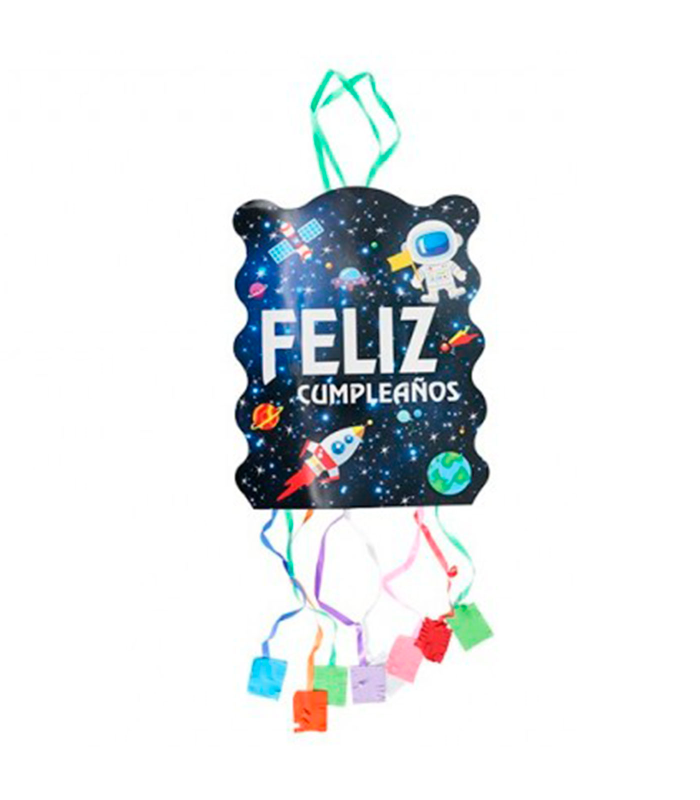 Tradineur - Piñata del universo para cumpleaños, cartón, para rellenar con golosinas, chuches, niños, decoración infantil para fiestas (37 x 47 cm)