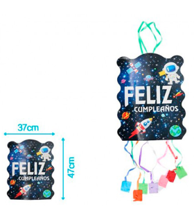 Tradineur - Piñata del universo para cumpleaños, cartón, para rellenar con golosinas, chuches, niños, decoración infantil para fiestas (37 x 47 cm)