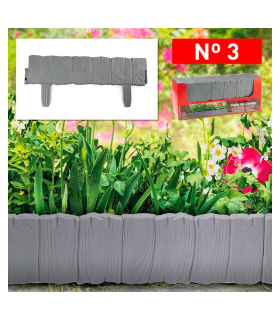 Tradineur - Valla de plástico decorativa de jardín - Borde para cespéd, plantas, flores, decoración de exterior - N.º 3 - 24,5 x 27,5 x 1 cm - Color Gris Claro