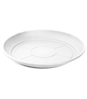 Pack de 6 platos de plástico blanco para macetas de 20-25 cm "Mediterránea". Bandejas, platillos marrón redondos para tiestos de interior, exterior, jardín, terraza o balcón