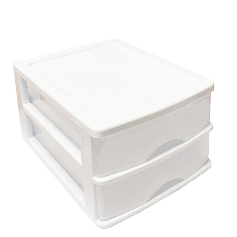Tradineur - Cajonera de sobremesa - Fabricado en España - 2 Cajones Transparentes - Torre de almacenaje, armario, baño, oficina Tradineur - Cajonera de sobremesa - Fabricado en España - 2 Cajones Transparentes - Torre de almacenaje, armario, baño, oficina