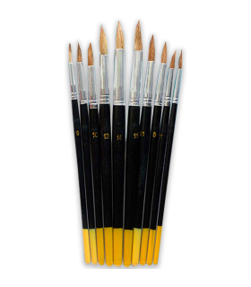 Set de 10 pinceles para los artistas, fabricado en plástico, punta de pelo natural, ideal para pintura artística, trabajos manuales, trazos o contornos. 