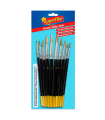 Set de 10 pinceles para los artistas, fabricado en plástico, punta de pelo natural, ideal para pintura artística, trabajos manuales, trazos o contornos. 