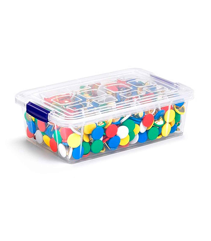 Tradineur - Mini Caja de ordenación de plástico transparente. Contenedor para almacenar botones, hilo o alimentos. Capacidad 200 ML. Dimensiones aprox.: 3,8 x 12 x 8 cm