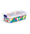 Tradineur - Mini Caja de ordenación de plástico transparente. Contenedor para almacenar botones, hilo o alimentos. Capacidad 200 ML. Dimensiones aprox.: 3,8 x 12 x 8 cm