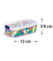 Tradineur - Mini Caja de ordenación de plástico transparente. Contenedor para almacenar botones, hilo o alimentos. Capacidad 200 ML. Dimensiones aprox.: 3,8 x 12 x 8 cm