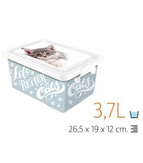 Tradineur – Caja de almacenamiento – Diseño de gatos – Capacidad de 3,7 Litros – Fabricado en España - Contenedor para almacenar juguetes, libros, ropa, mantas