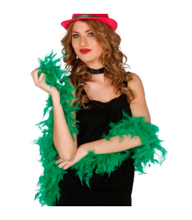 Tradineur - Boa de plumas de color verde - Fabricado en poliéster - complemento para carnaval, halloween, fiestas, celebraciones - Longitud: 180 cm