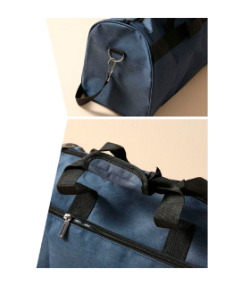 Tradineur - Bolsa de viaje de tela con asas y correa de hombro, bolsillos con cremallera, plegable, ligera, resistente, deporte, gimnasio, equipaje de mano, 43 x 20 x 25 cm, color aleatorio