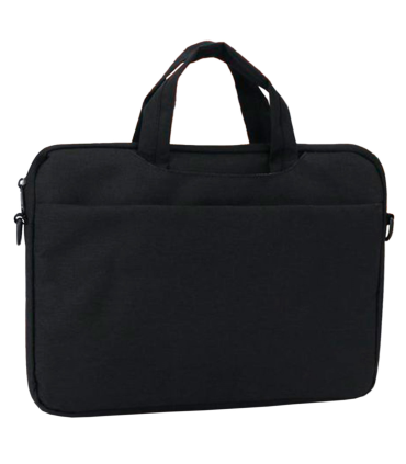 Tradineur - Bolsa para portátil de 11-12 pulgadas, bolso, bandolera, maletín, funda de tela impermeable con asas y correa de hombro para ordenador, tablet, forro acolchado, ligera (Negro, 25 x 36 cm)