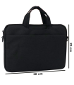 Tradineur - Bolsa para portátil de 11-12 pulgadas, bolso, bandolera, maletín, funda de tela impermeable con asas y correa de hombro para ordenador, tablet, forro acolchado, ligera (Negro, 25 x 36 cm)