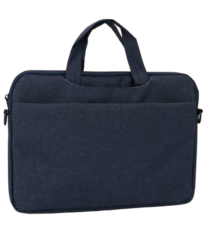 Tradineur - Bolsa para portátil de 11-12 pulgadas, bolso, funda, bandolera, maletín de tela impermeable con asas y correa de hombro para ordenador, tablet, forro acolchado (Azul marino, 25 x 36 cm)