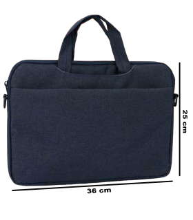 Tradineur - Bolsa para portátil de 11-12 pulgadas, bolso, funda, bandolera, maletín de tela impermeable con asas y correa de hombro para ordenador, tablet, forro acolchado (Azul marino, 25 x 36 cm)