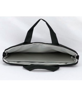 Tradineur - Bolsa para portátil de 13-14 pulgadas, bolso, bandolera, maletín, funda de tela impermeable con asas y correa de hombro para ordenador, tablet, forro acolchado, ligera (Negro, 27 x 38 cm)